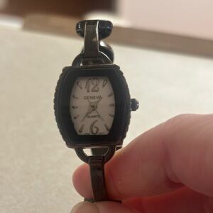 Geneva Women's Watch with Black Band and White Dial